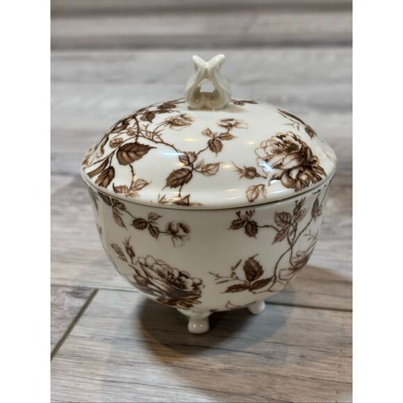 Brown Toile Collection Fine Porcelain Teapot Sugar Bowl and Creamer 3pc - Picture 7 of 14